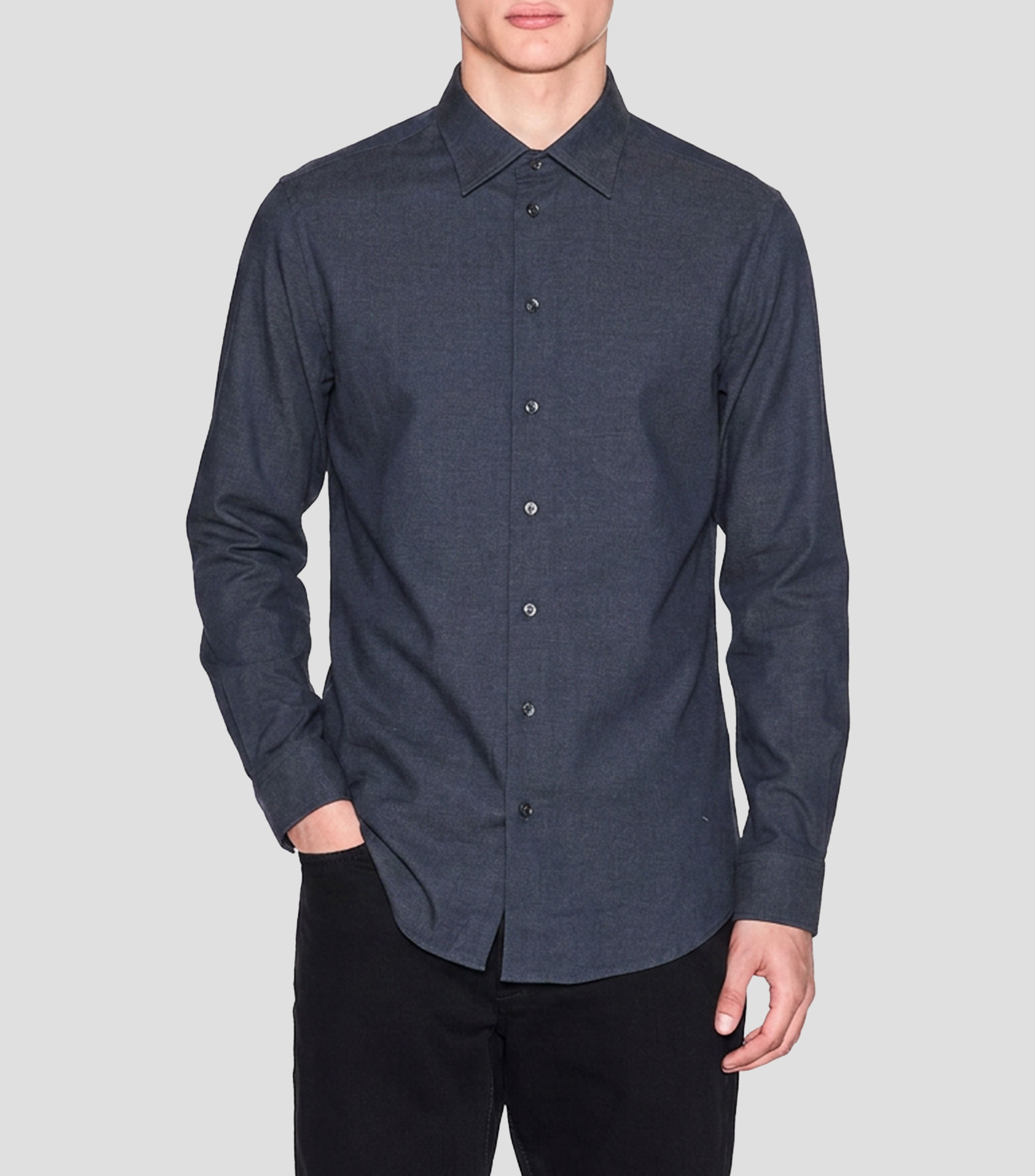 Camisa jaspeada manga larga Hombre